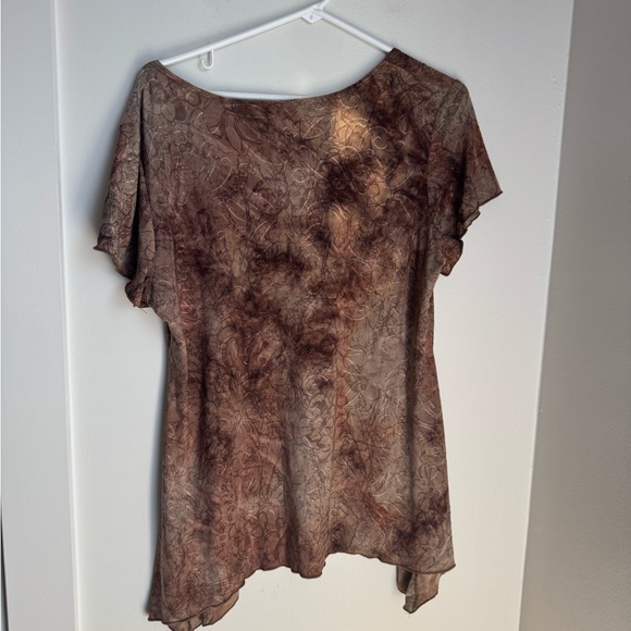 Brown Floral Women's Top - beaded/artist design - Picture 5 of 5